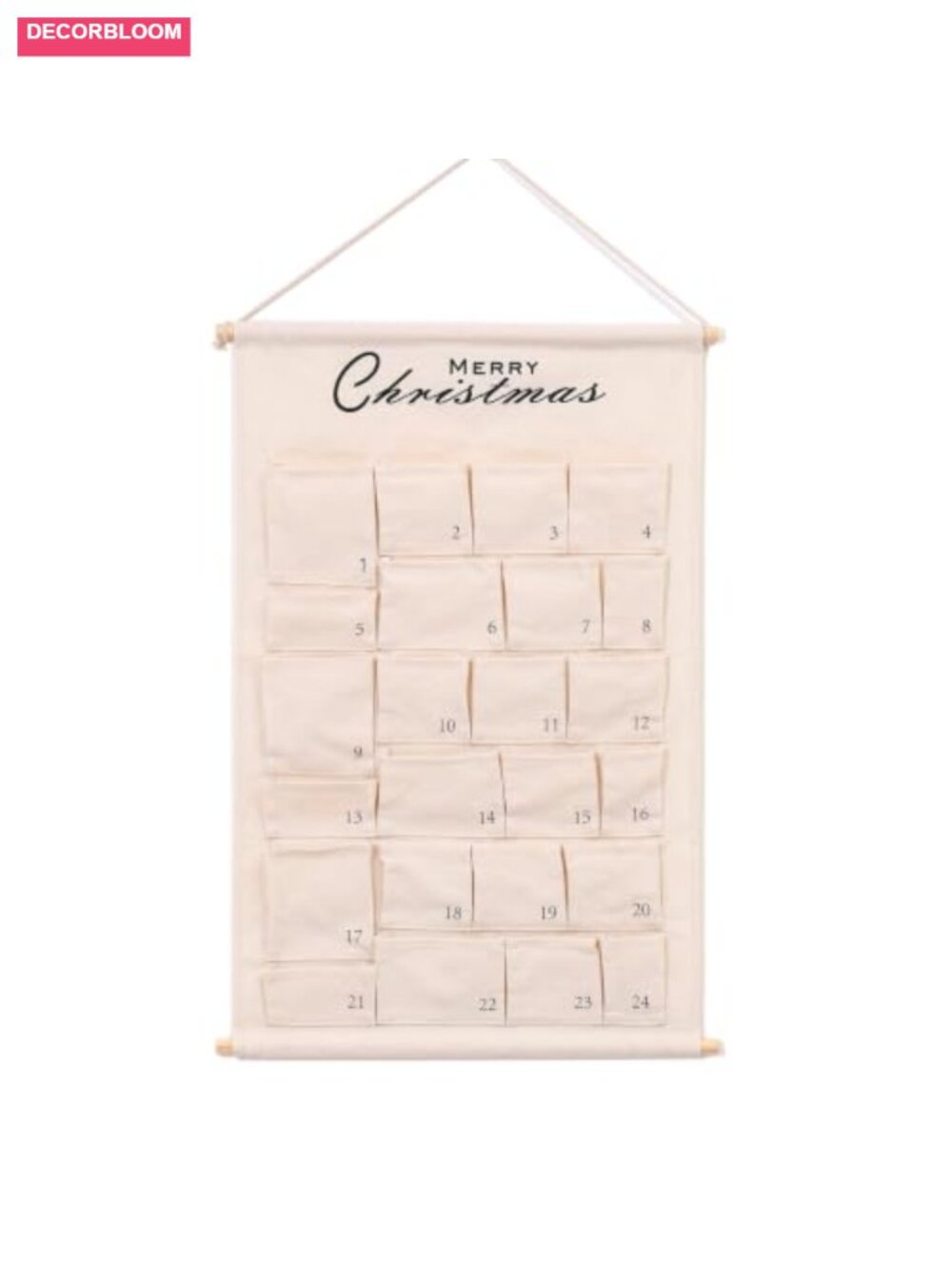 Fabric Advent Calendar 24 Pocket Wall Hanging Christmas Countdown